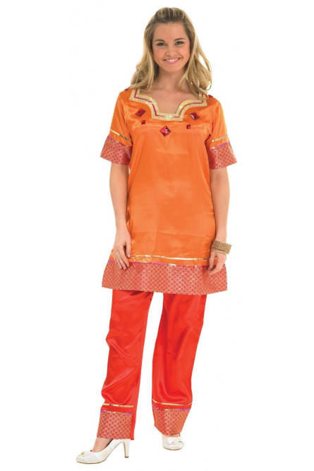 Оранжевый костюм индийской леди