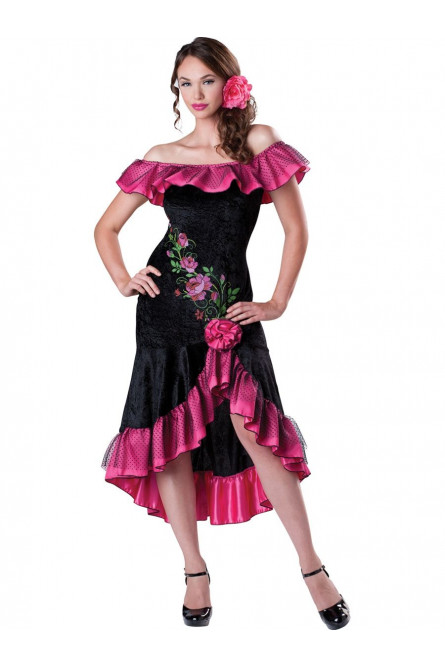 Костюм танцовщицы фламенко черно-розовый