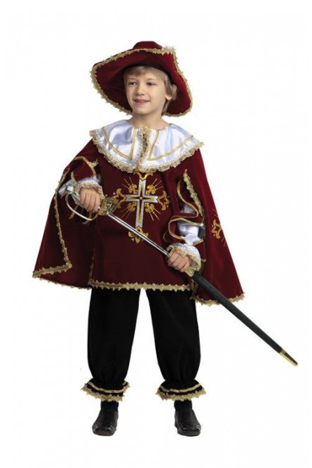 Детский костюм мушкетера бордовый