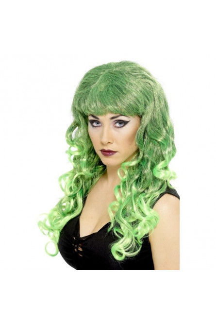 Яркий зелёно-чёрный парик