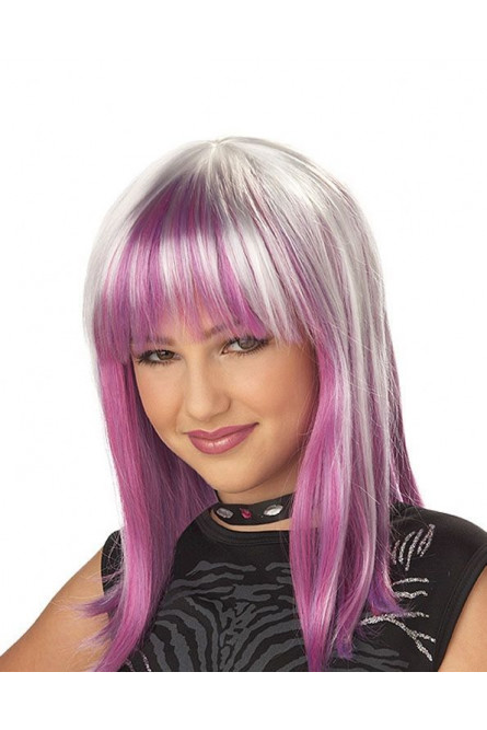 Фиолетово-белый парик