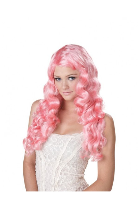Розовый парик с кудряшками