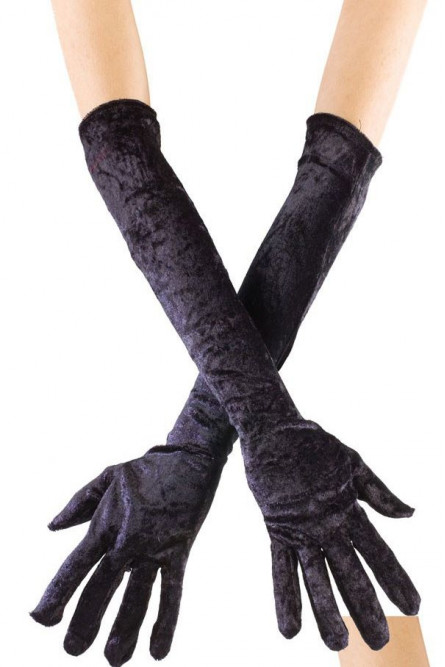 Вельветовые черные перчатки 50 см