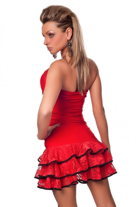 Красное латино платье без бретелек