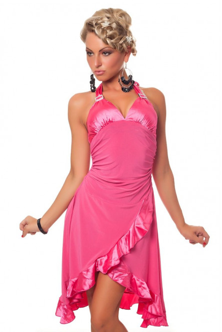 Розовое латино платье