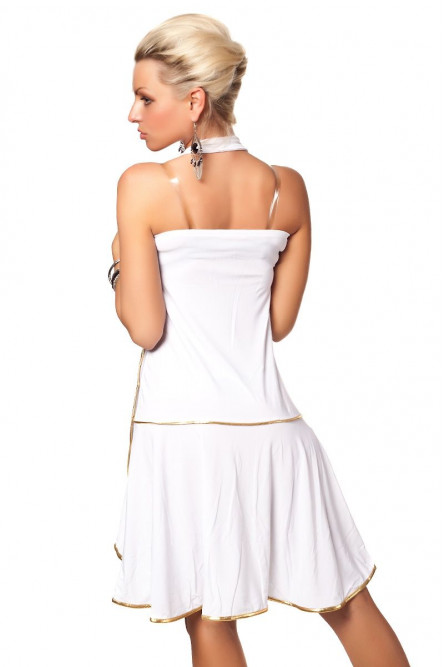 Белое платье с золотой отделкой