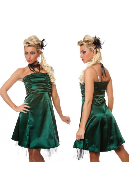 Темно-зеленое платье без бретелек