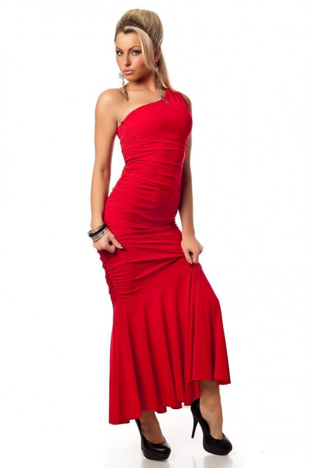 Длинное красное платье