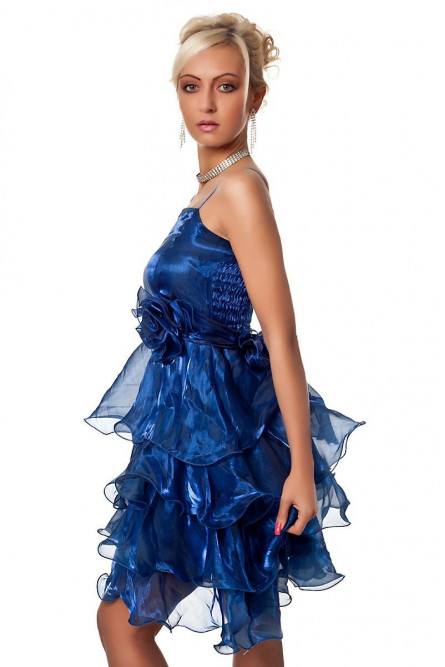 Коктейльное синее перламутровое платье