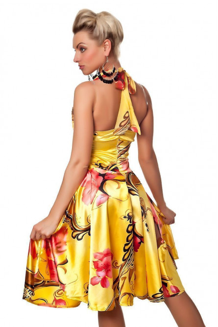 Желтое цветочное платье