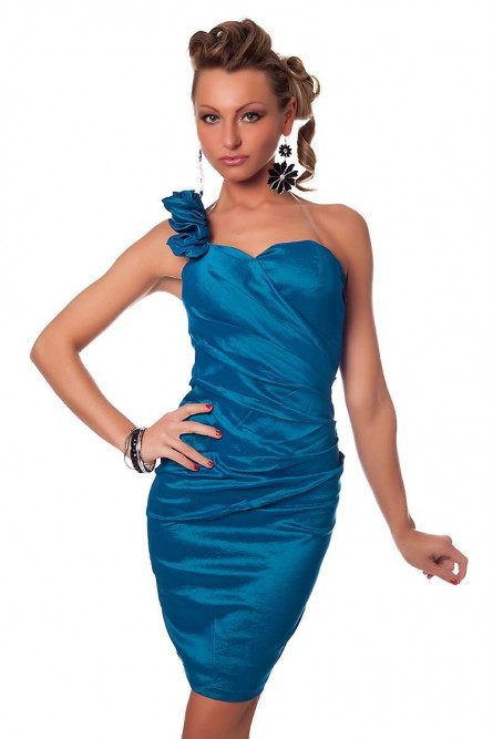 Синее коктейльное платье