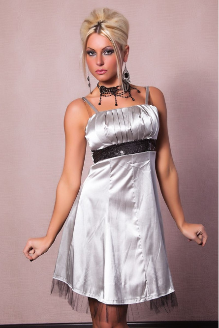 Серебряное платье со вставкой