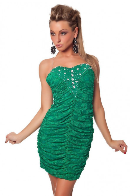 Зеленое кружевное платье