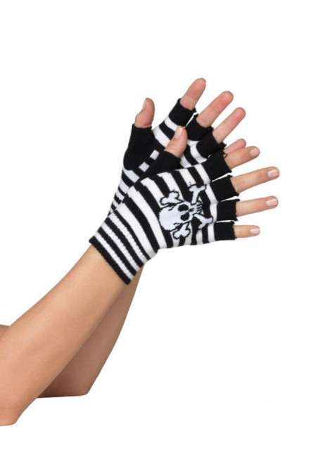 Черно-белые перчатки без пальцев