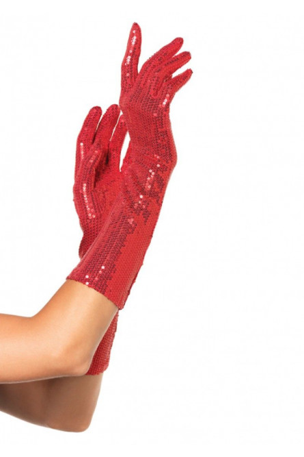 Красные перчатки с пайетками