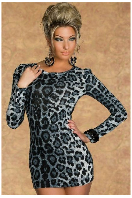 Мини-платье снежный леопард