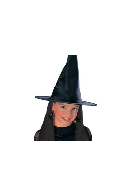 Детская шляпа ведьмы с черными волосами