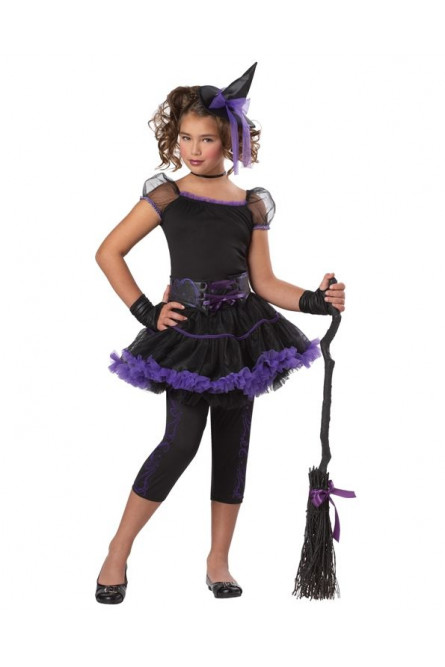 Детский черно-фиолетовый костюм ведьмочки