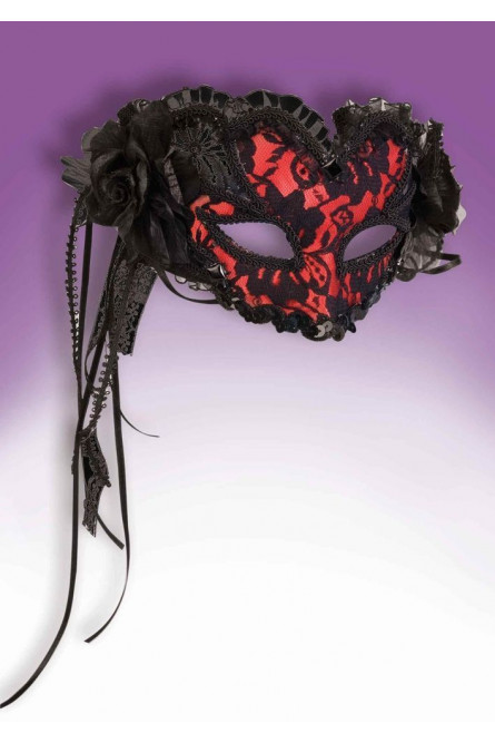Красная ажурная венецианская маска