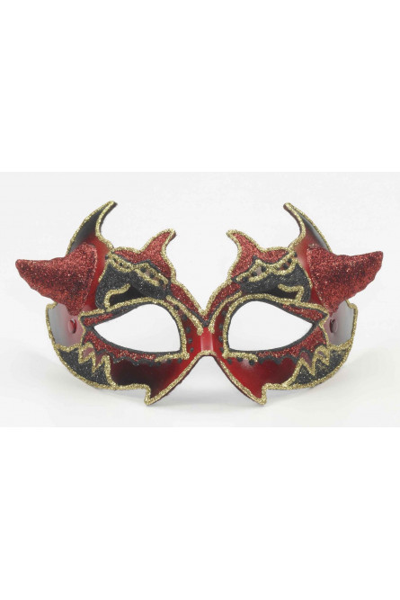 Венецианская красно-черная маска с рожками