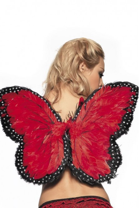 Перьевые крылья бабочки красные