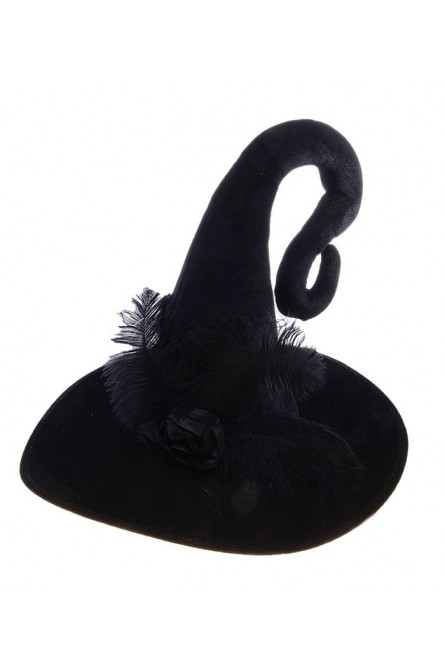 Шляпа ведьмы с цветком черная