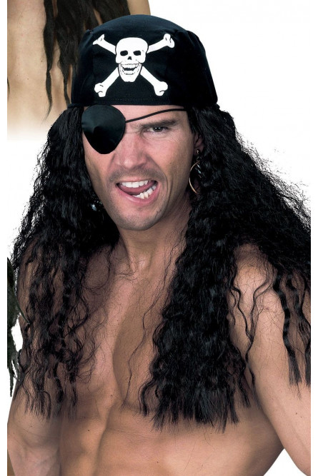 Черная пиратская бандана с волосами