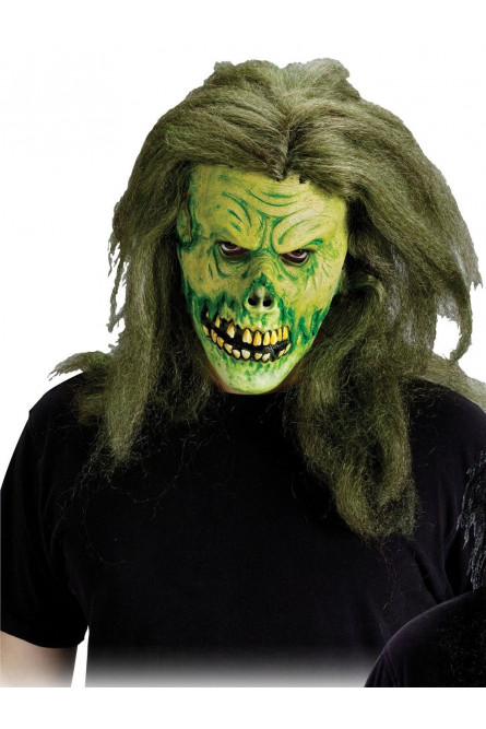 Зеленая маска зомби-скелета с волосами