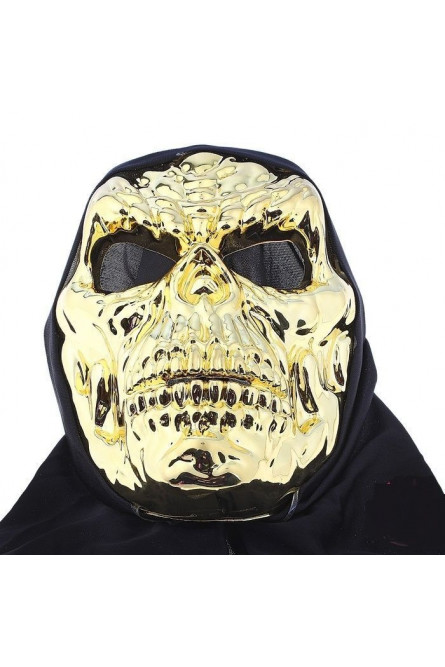 Золотистая маска черепа в черной накидке