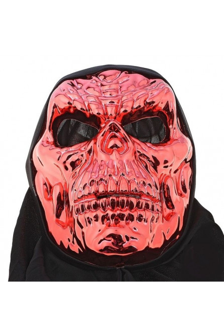 Красная маска черепа в черной накидке