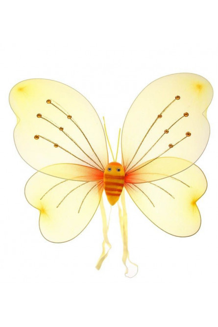 Желтые крылья бабочки со стразами