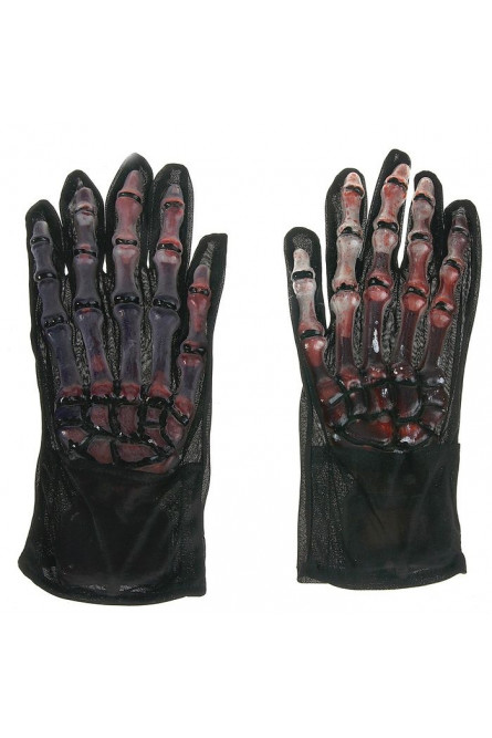 Перчатки Скелетные руки с кровью