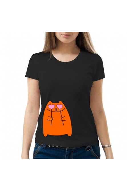 Женская футболка Кот с сердечками