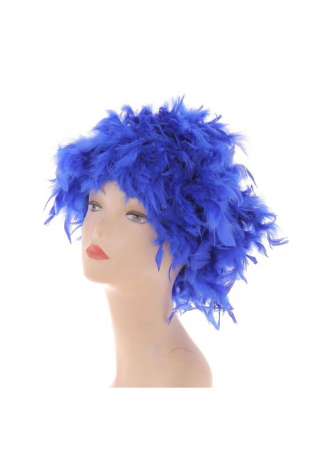 Синий перьевой парик
