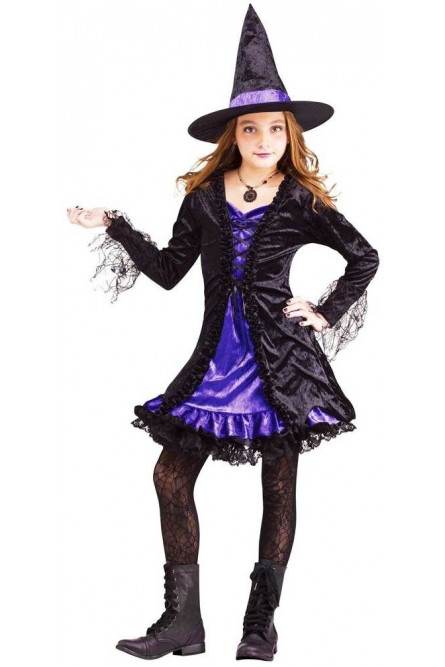 Детский бархатный костюм ведьмочки
