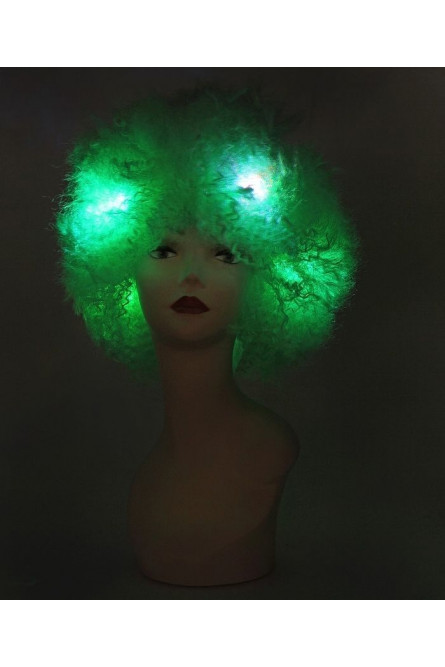 Светящийся диско парик зеленый
