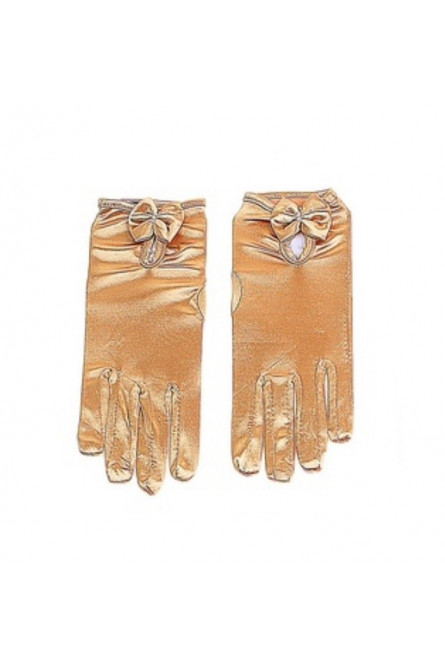 Золотистые перчатки с бантиком