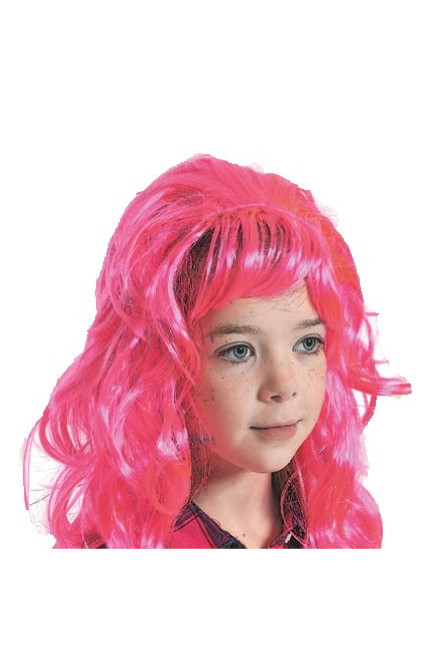 Детский розовый парик