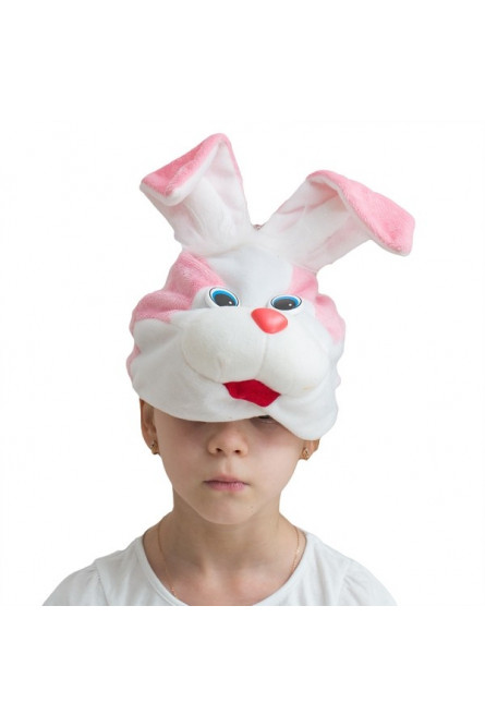 Розовая шапочка-маска Кролик