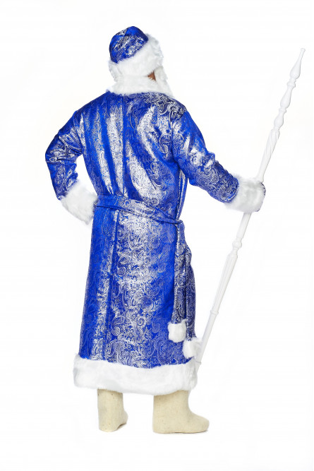 Блестящий синий костюм Деда Мороза