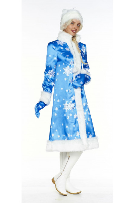 Синий костюм Снегурочки со снежинками
