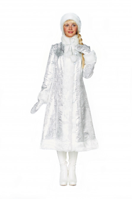 Узорчатый серебряный костюм снегурочки