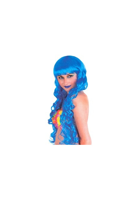 Голубой длинный парик