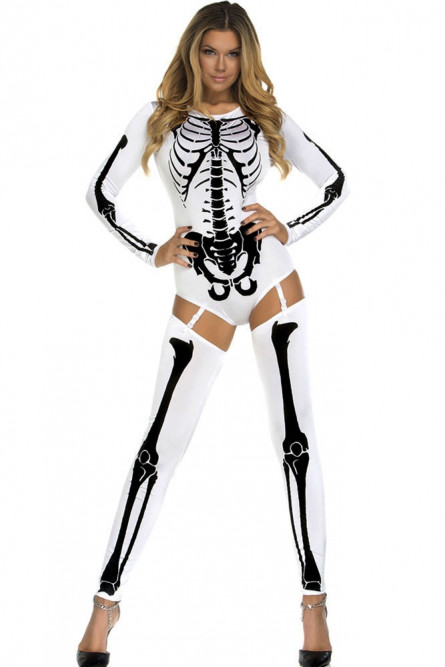 Белый женский костюм скелет