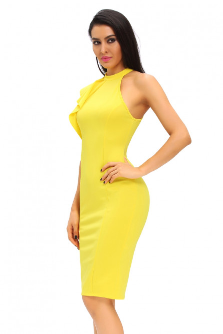 Желтое платье без рукавов