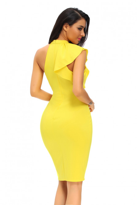 Желтое платье без рукавов