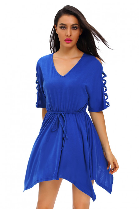 Свободное синее платье