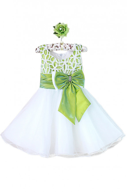 Бело-зеленое платье