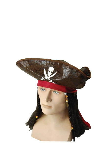 Шляпа карибского пирата с волосами
