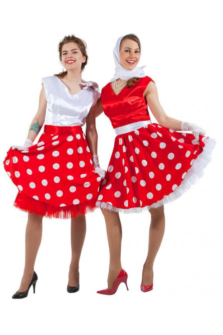 Красно-белое платье в стиле 50-х